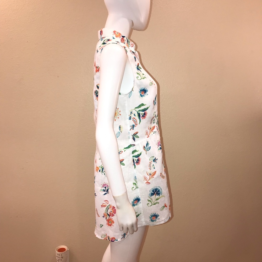 J Jill Love Linen Sleeveless Blouse Size XS Oversized White Floral Button Up - Picture 12 of 16